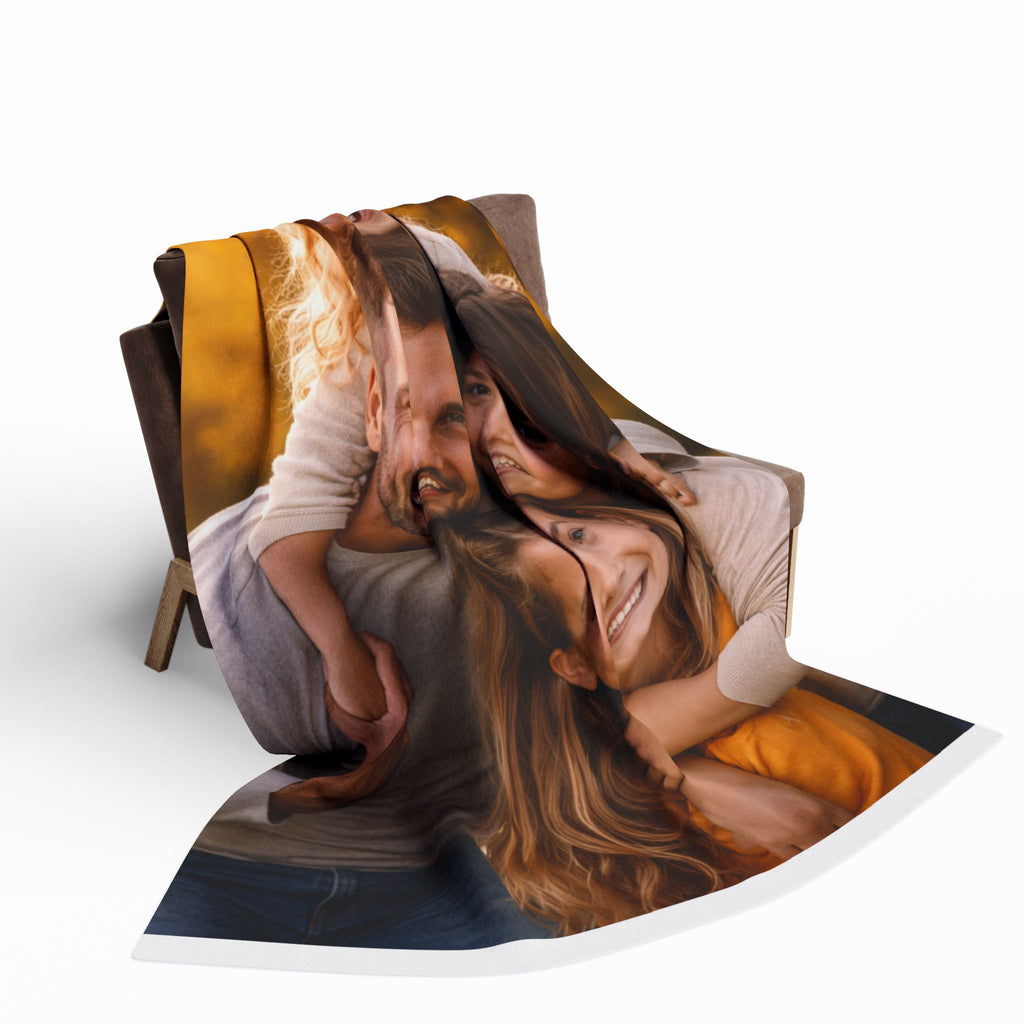 Personalized Photo Fleece Blanket — Custom Family Picture Throw