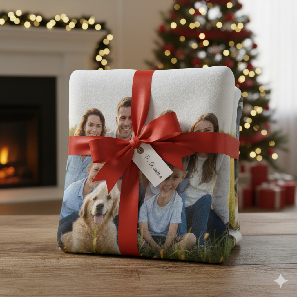 Personalized Photo Fleece Blanket — Custom Family Picture Throw