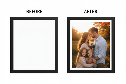 Custom Photo Framed Matte Poster Before & After
