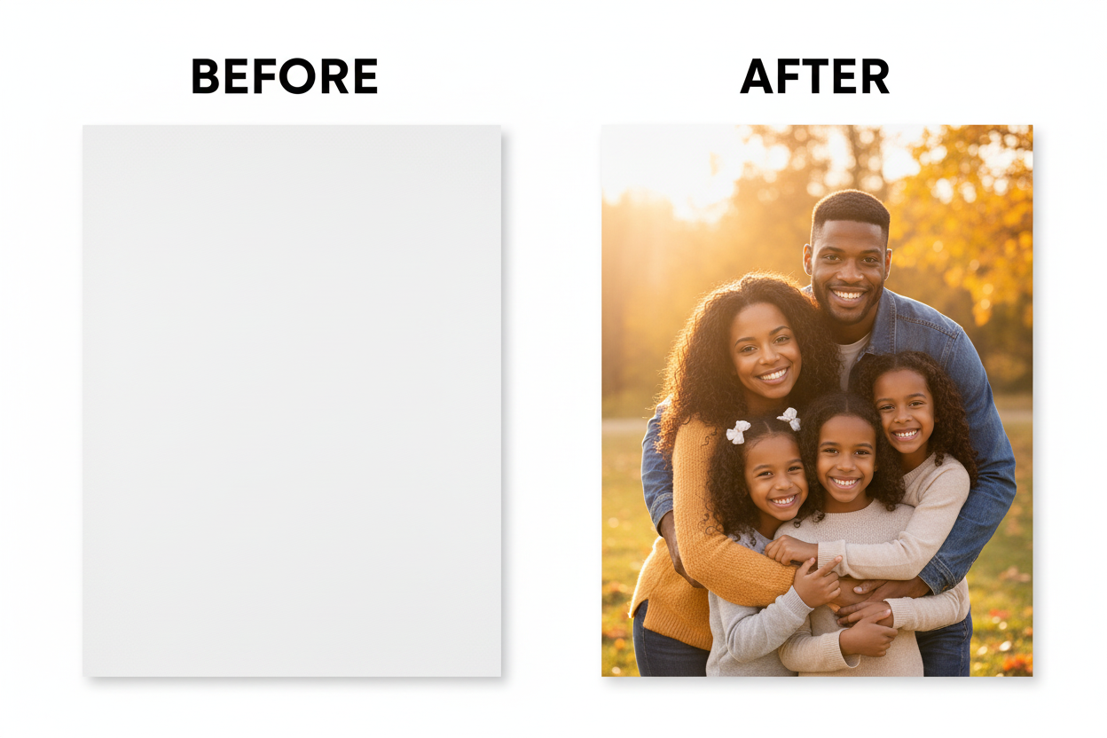 Custom Photo Paper Poster Before & After