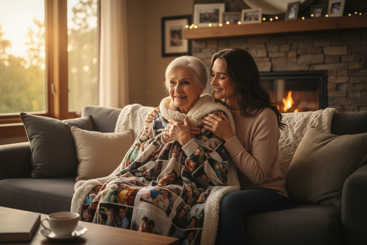 Custom Photo Sherpa Blanket gift moment