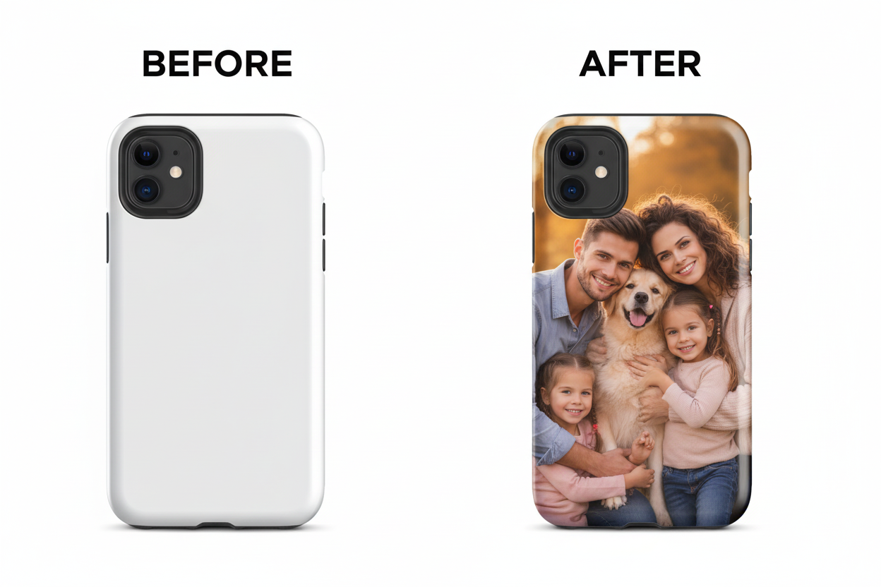 Custom Photo Tough iPhone Case Before & After