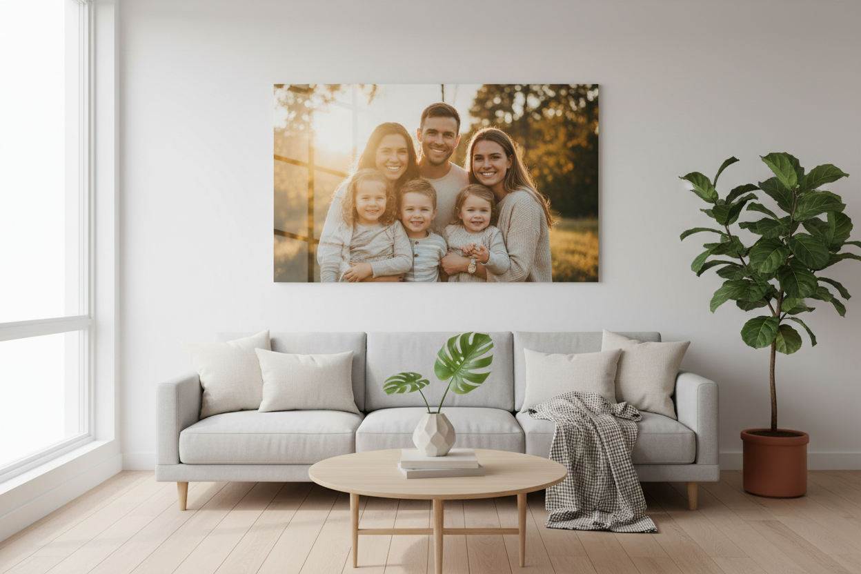 Family portrait in modern living room