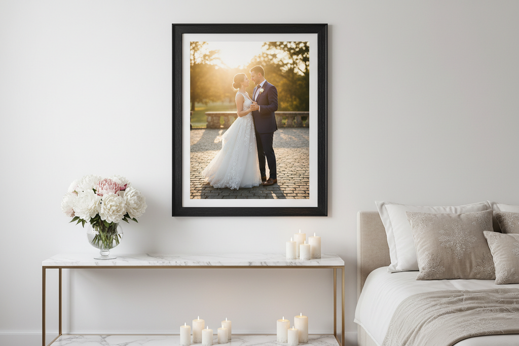 First dance wedding portrait in bedroom