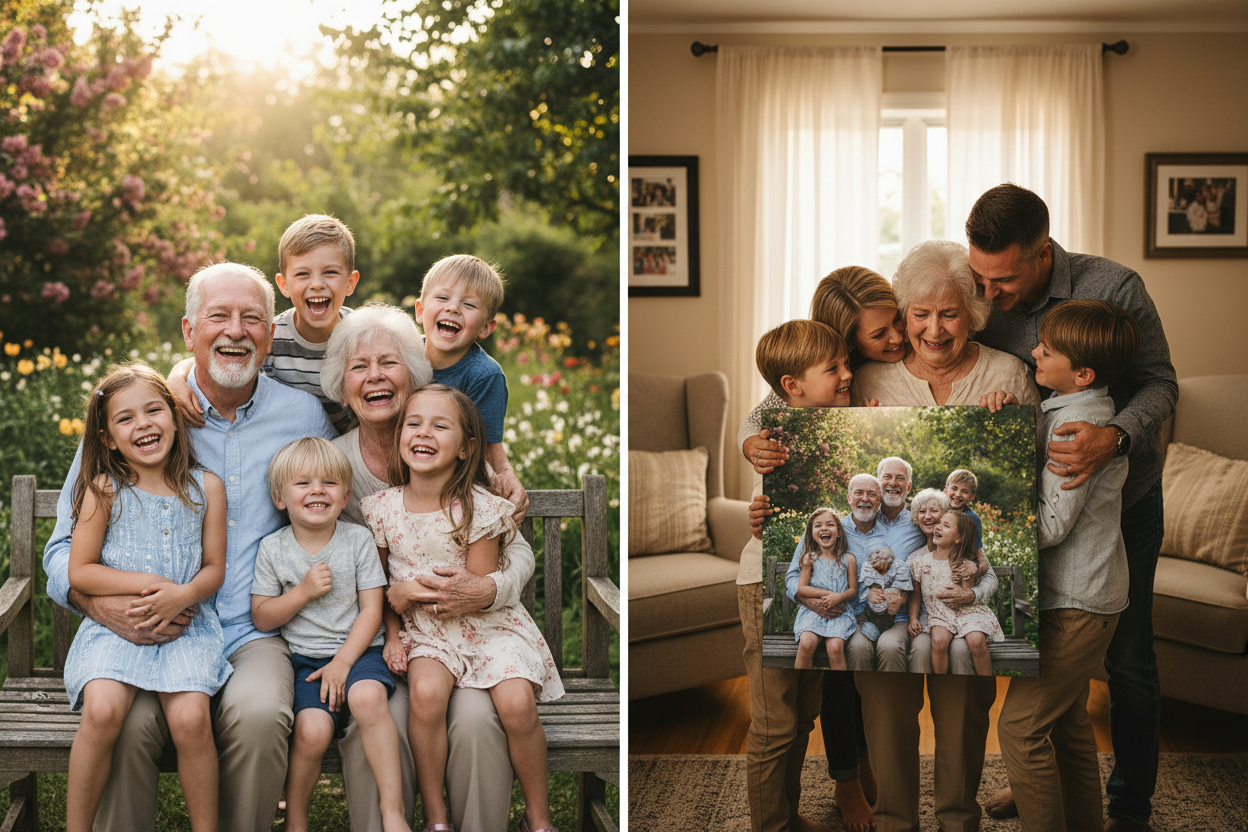 Grandmother with family canvas