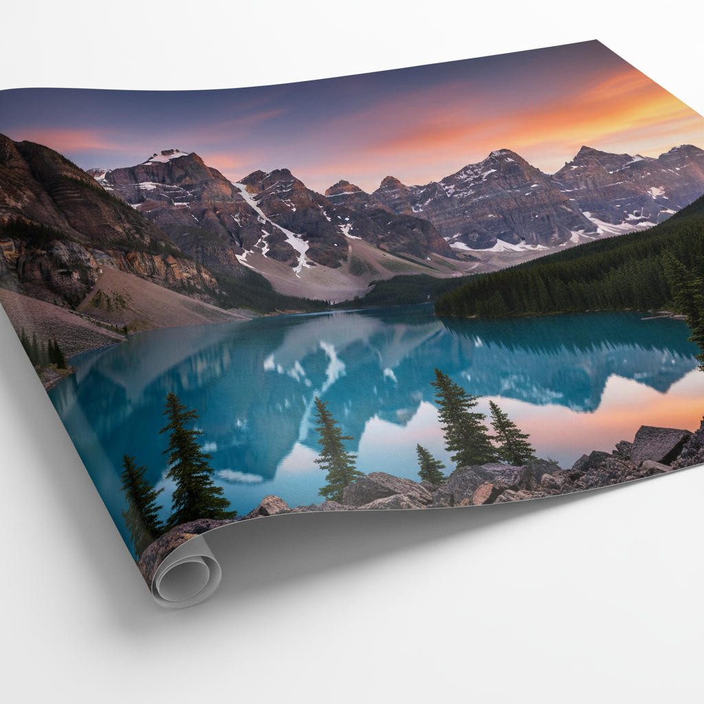 Close-up of premium glossy-matte photo paper poster print quality