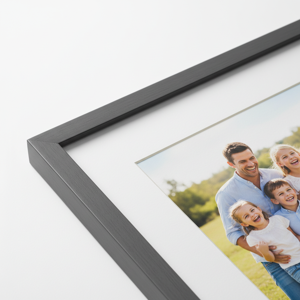 Close-up of premium framed matte poster showing frame quality and glare-free matte print
