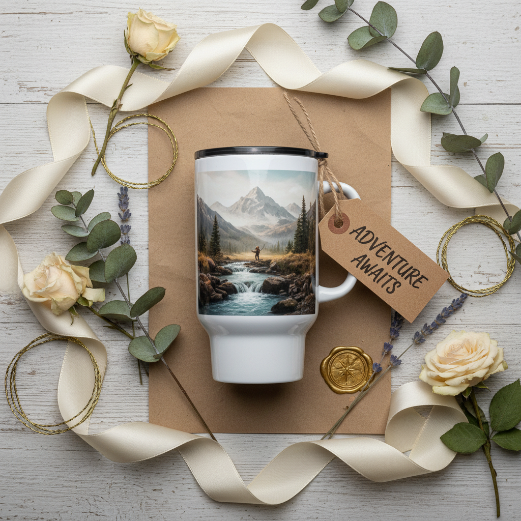 Travel mug gift presentation